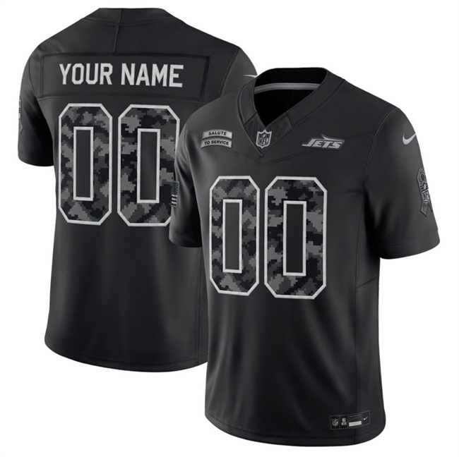 Men's Black New York Jets Active Player Custom F.U.S.E. 2026 Salute to Service Limited Stitched Football Jersey